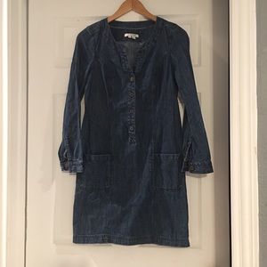 Boden Demin Dress Button Size 4R Pockets Cotton